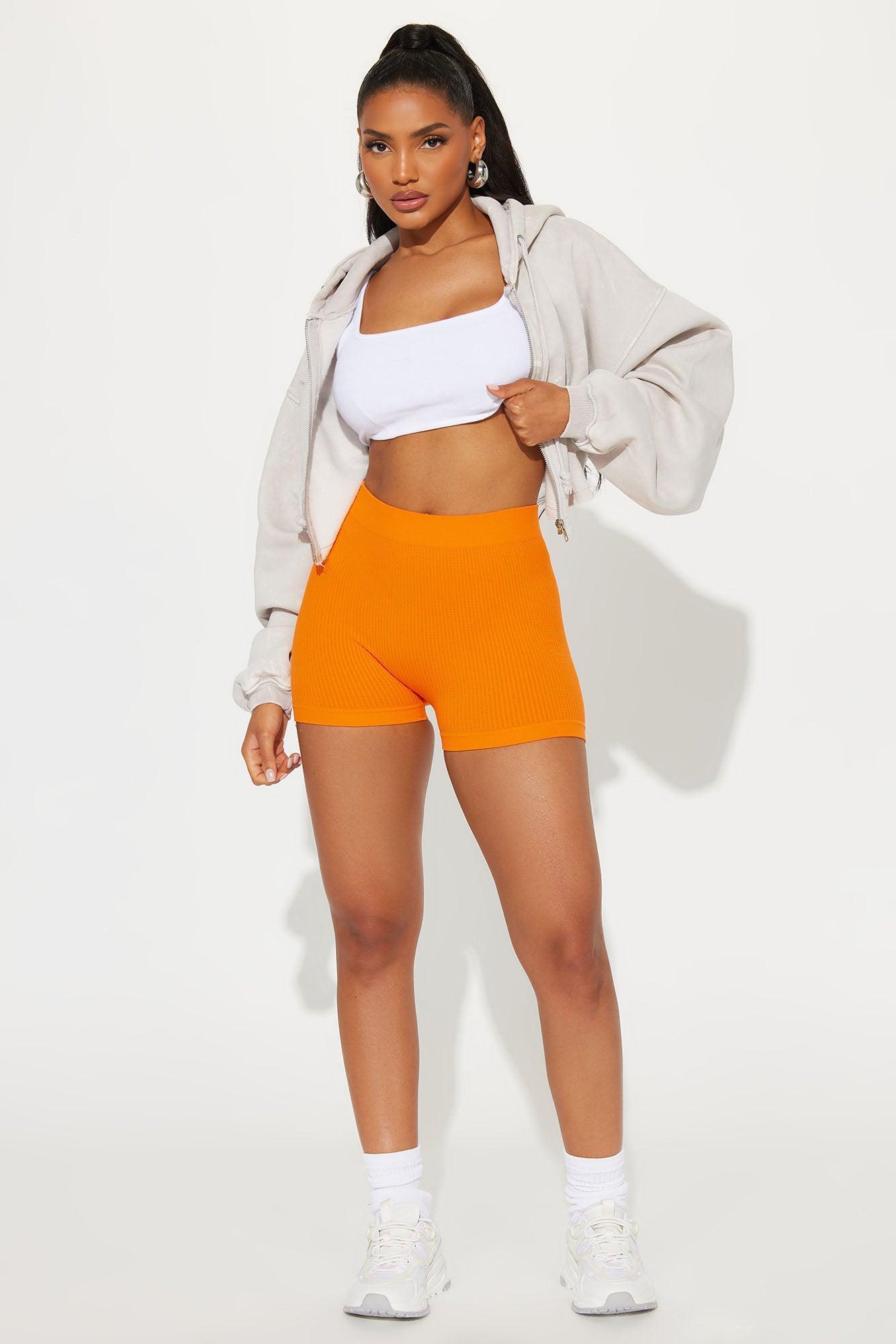 Julia Textured Biker Short - Orange Product Image