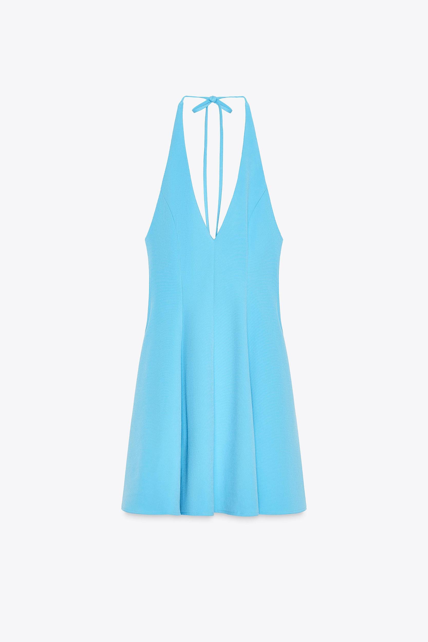 HALTER GODET SHORT DRESS Product Image