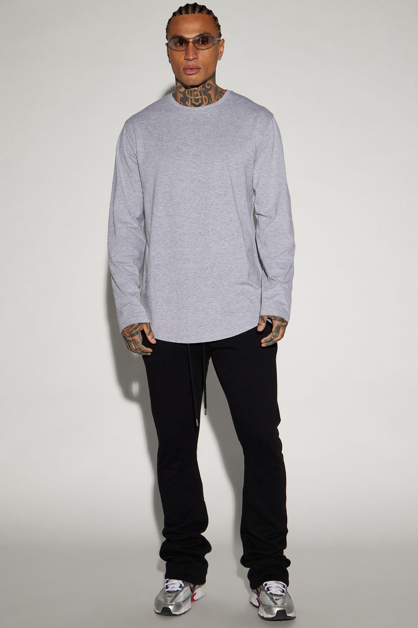 Essential Long Sleeve Scallop Tee - Grey Product Image