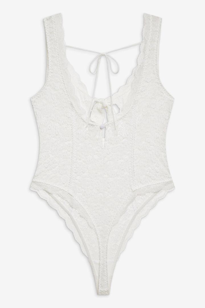 Sally Stretch Lace Teddy — White Product Image