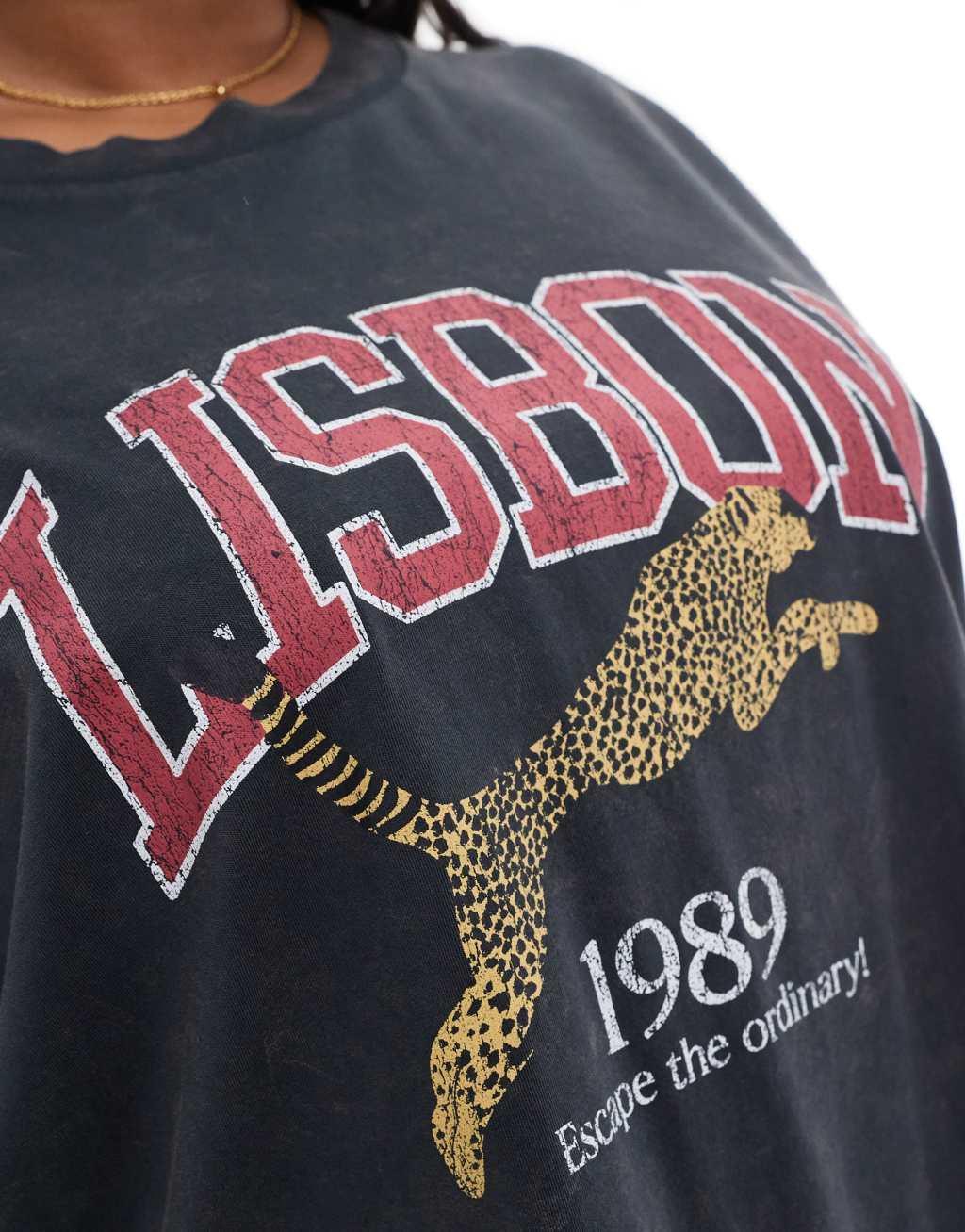 ASOS DESIGN Curve oversized t-shirt with Lisbon graphic Product Image