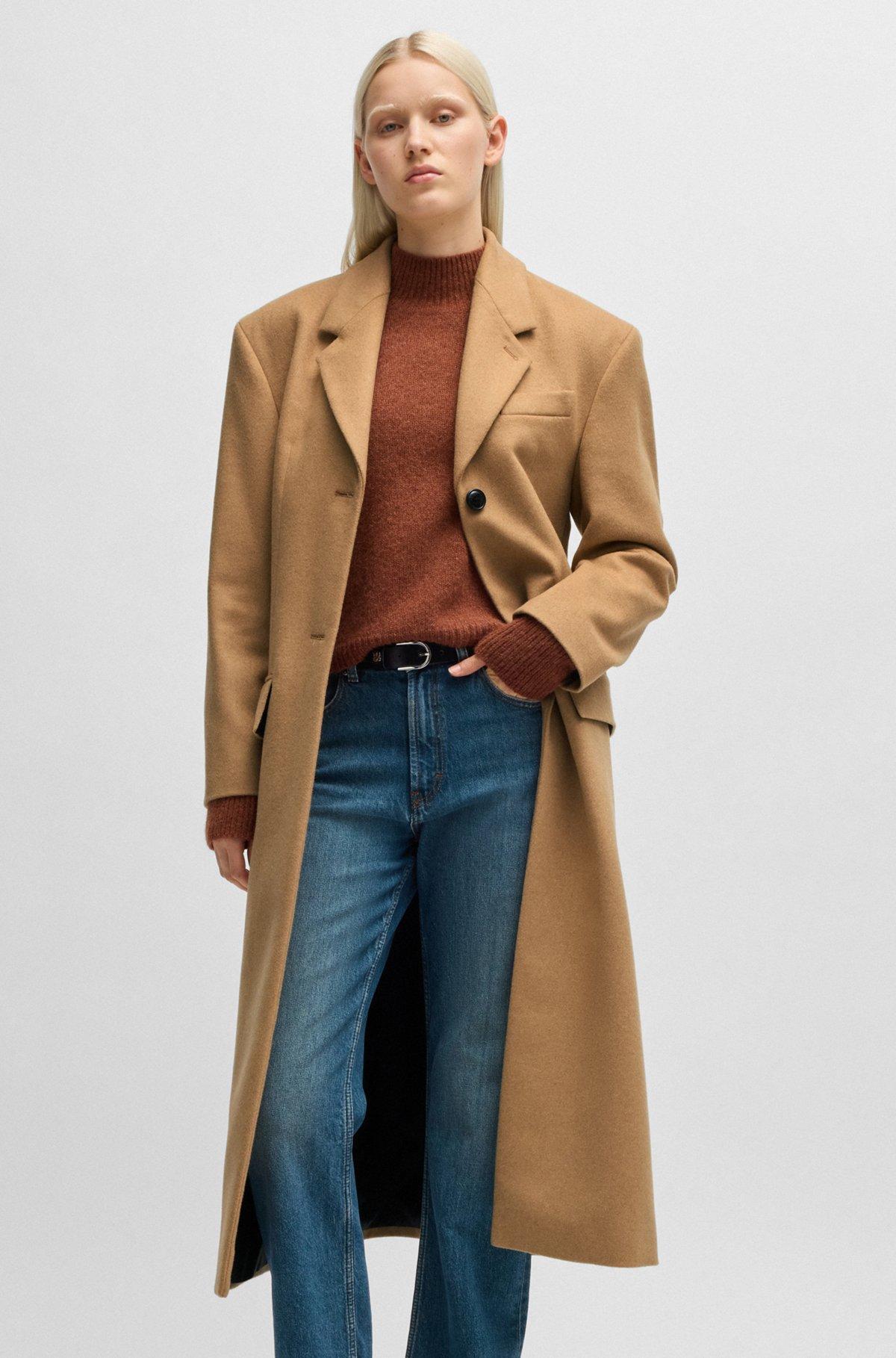 Oversize-fit coat with signature lining in wool Product Image