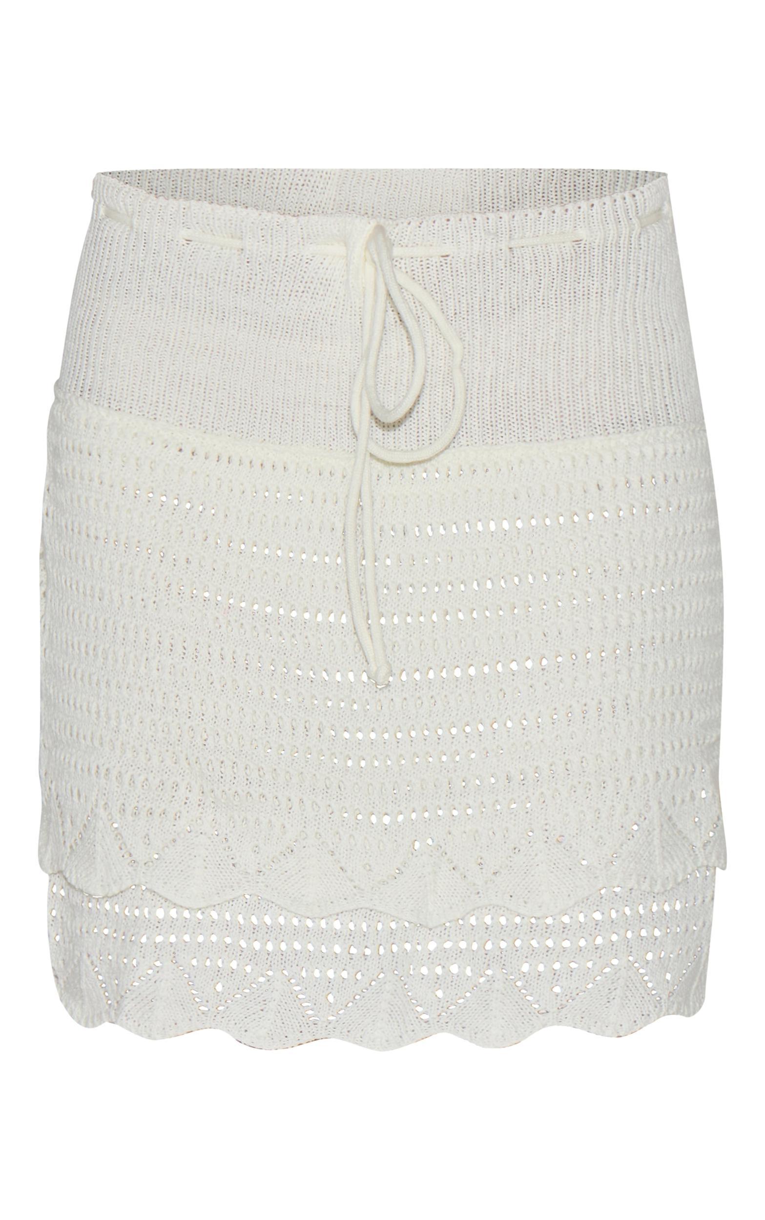  Ecru Double Layer Crochet Knit Skirt Product Image