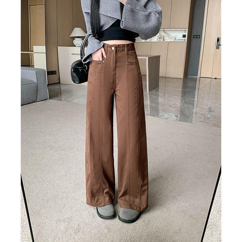 High Waist Straight-Fit Wide-Leg Jeans Product Image