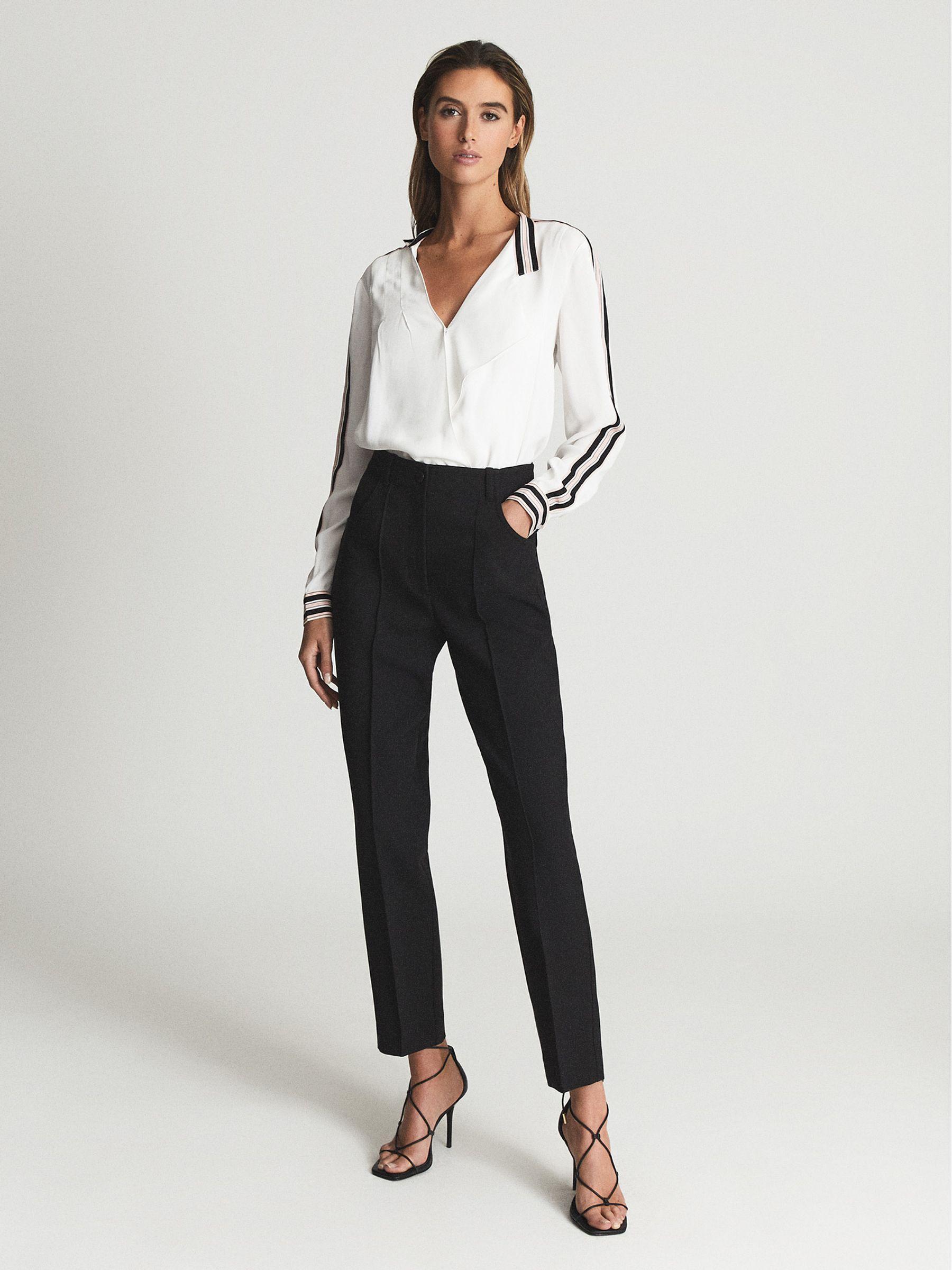 Colourblock Detail Blouse in White Product Image