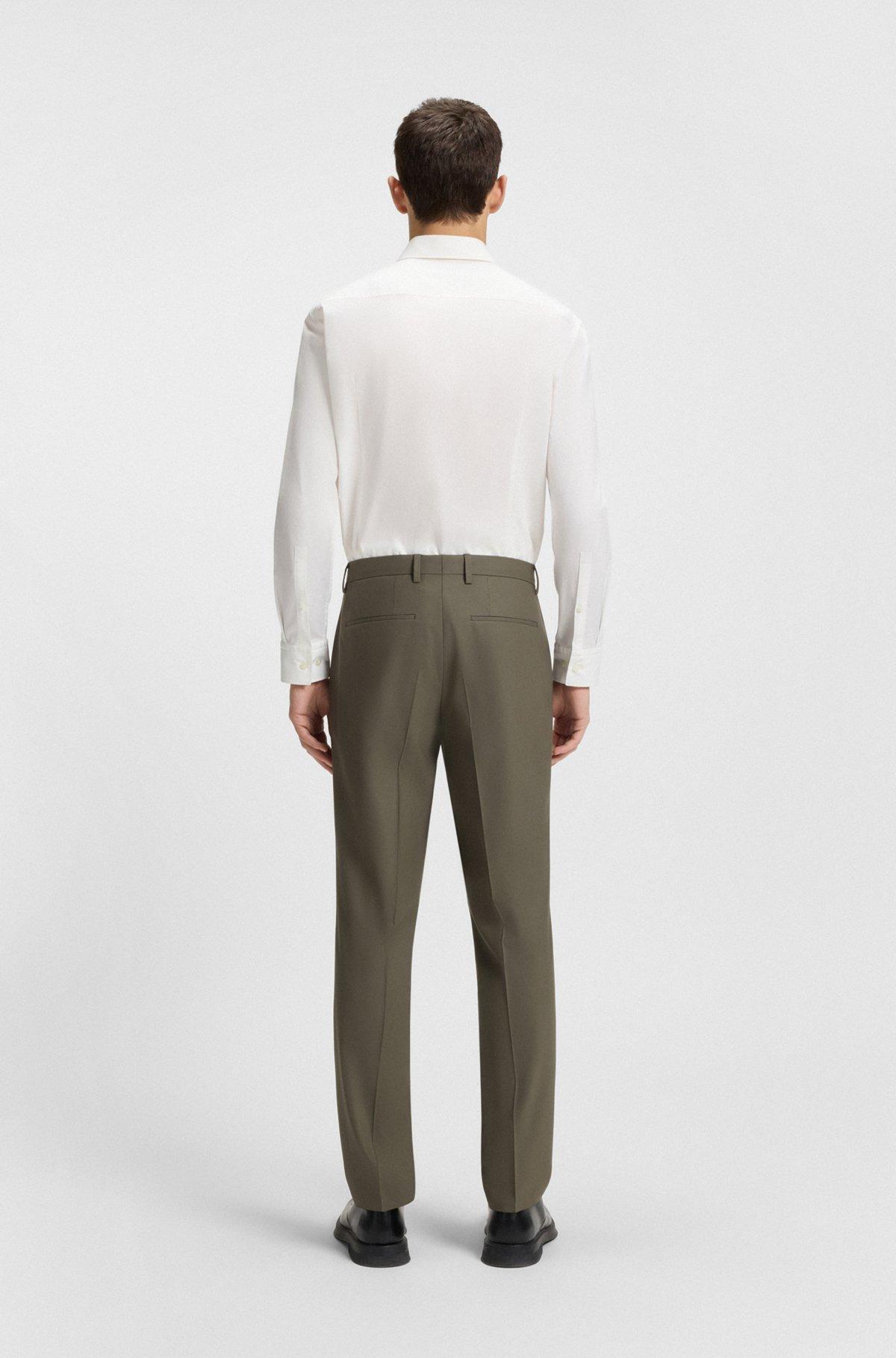 HUGO - Slim-fit shirt in cotton poplin with logo stripe - White Product Image