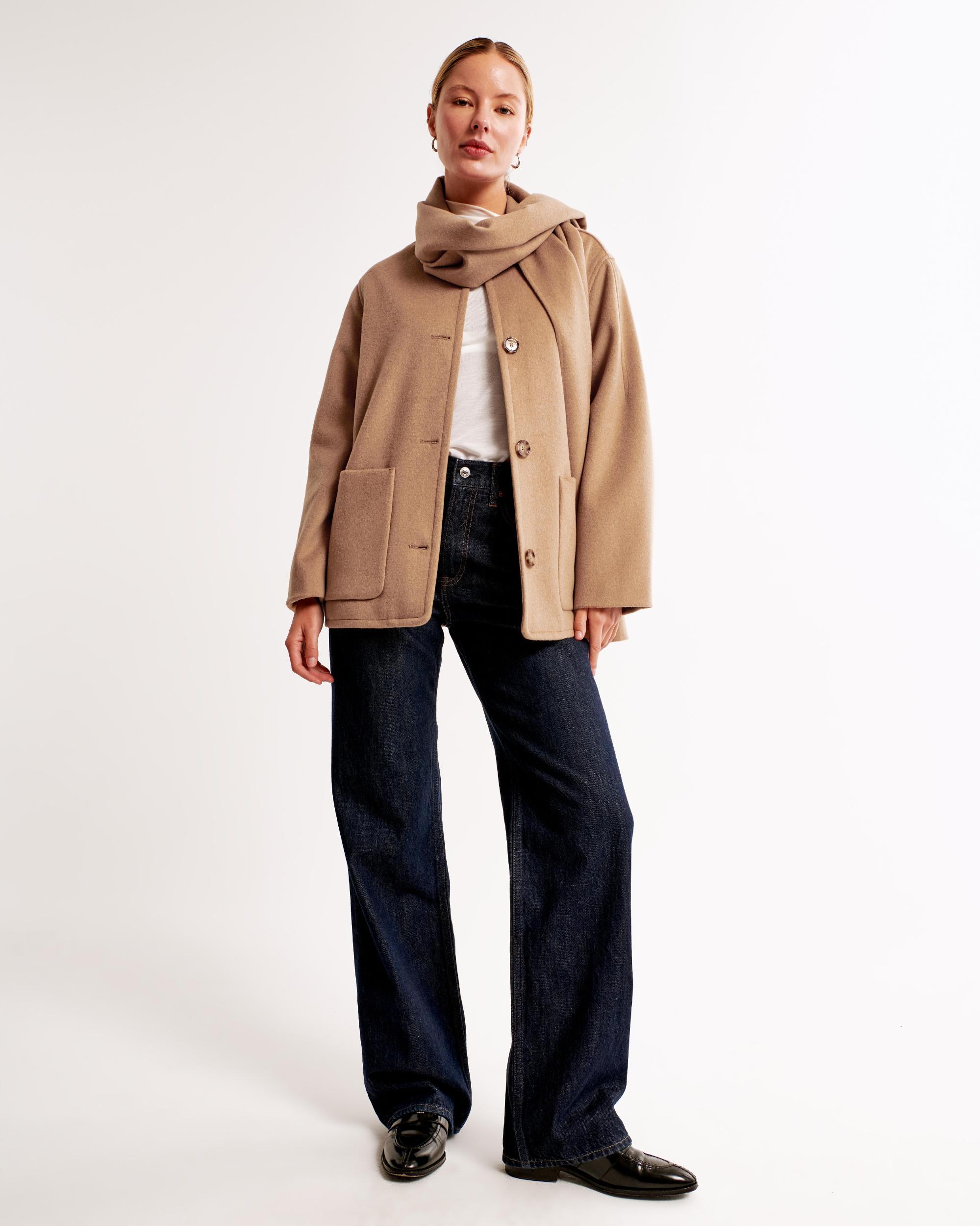 Removable Scarf Wool-Blend Coat Product Image