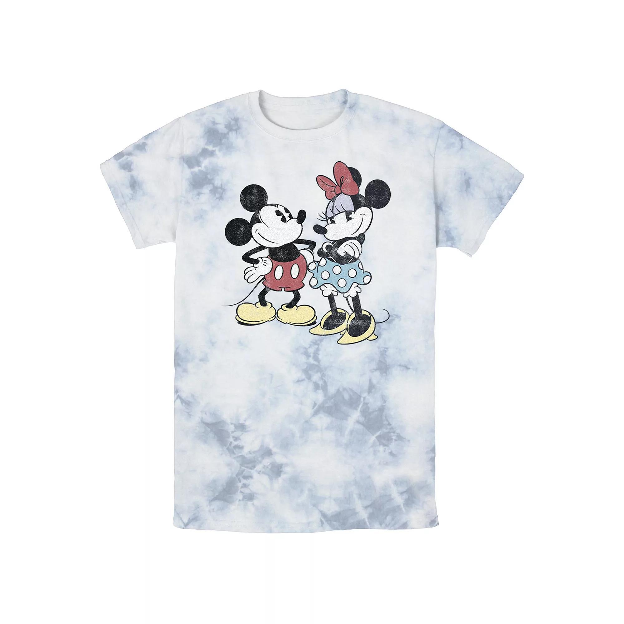 Disney's Mickey & Minnie Mouse Retro Friends Wash Tee, Men's, Size: Large, White Blue Product Image