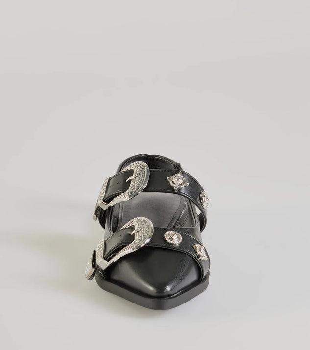 Western Flair Buckle Strap Sling-Back Flats Product Image
