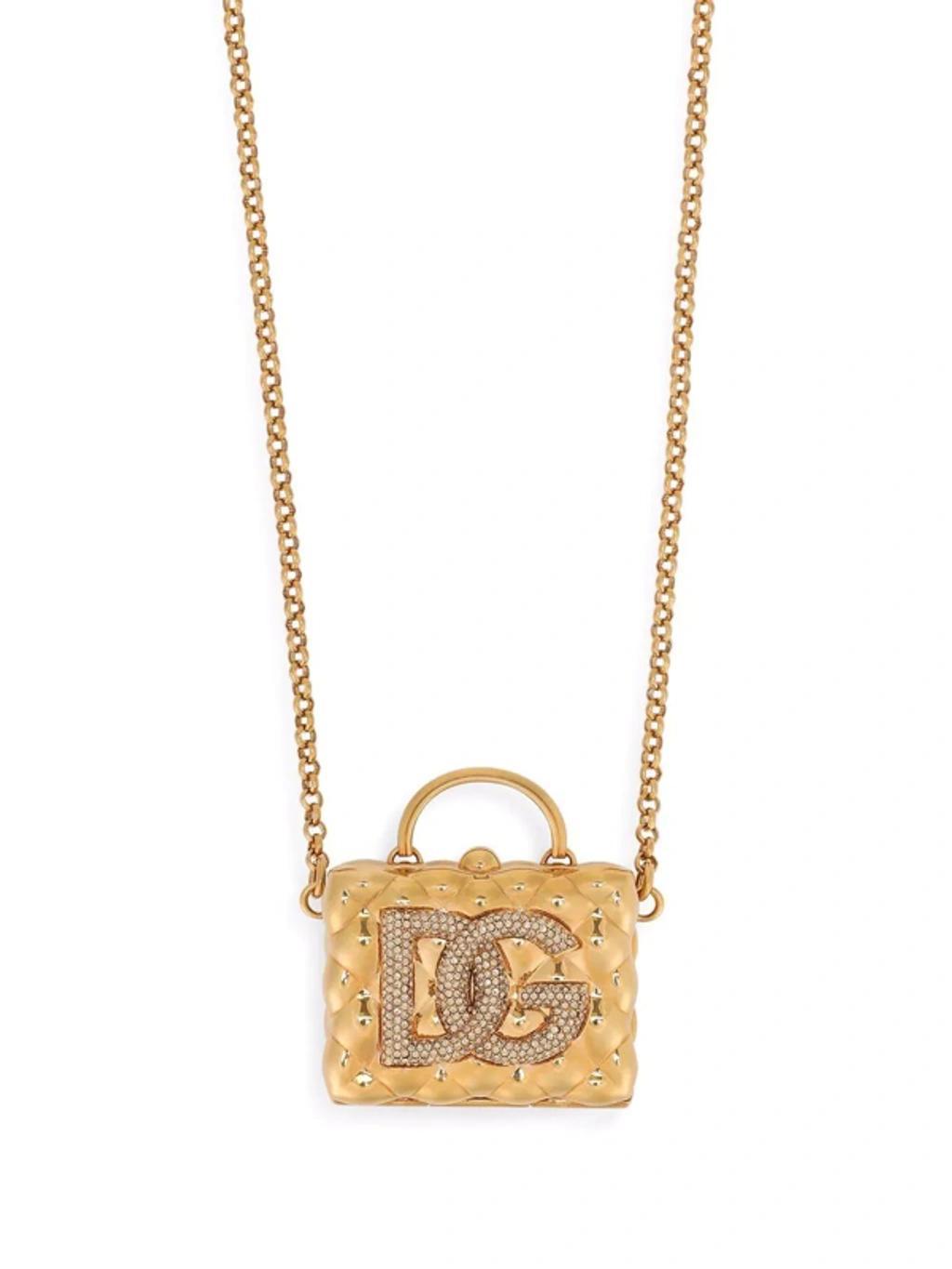 DOLCE & GABBANA Crystal-embellished Logo Mini Bag In Gold Product Image