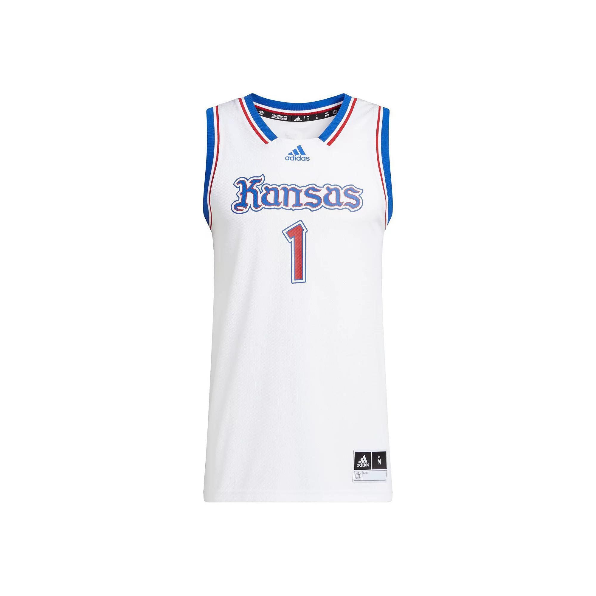 Men's adidas # Kansas Jayhawks Kansas Jayhawks Swingman Basketball Jersey, Size: Medium, White Product Image