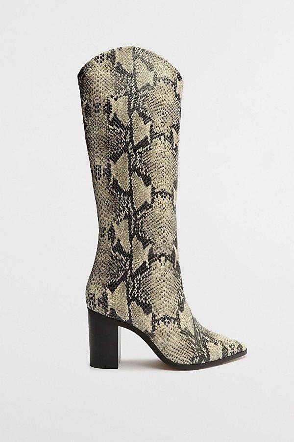 Schutz Womens Maryana Croc-Embossed Block Heel Pointed-Toe Tall Boots Product Image