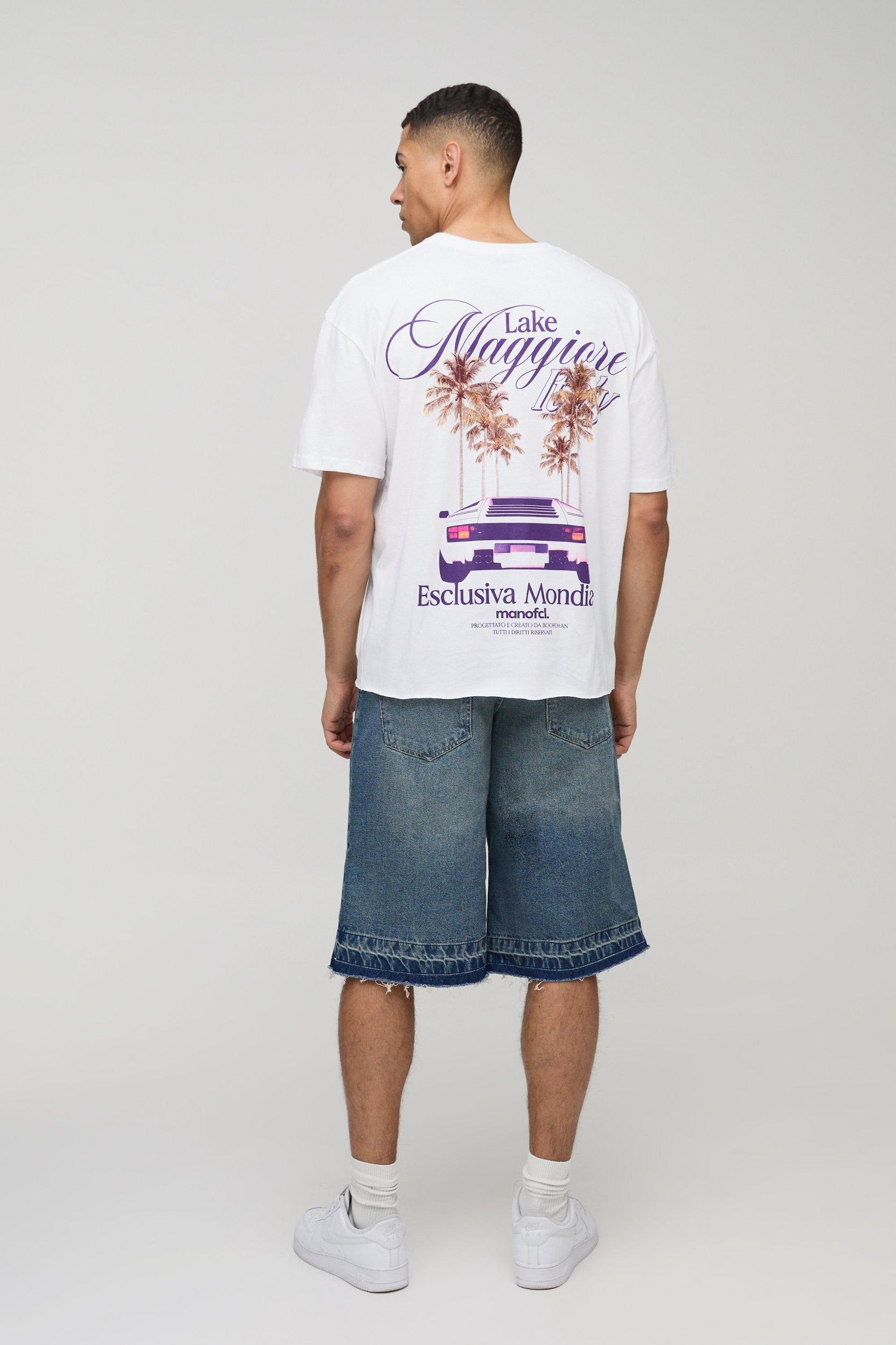 Oversized Boxy Moto Palm Tree Graphic T-Shirt | boohooMAN USA Product Image