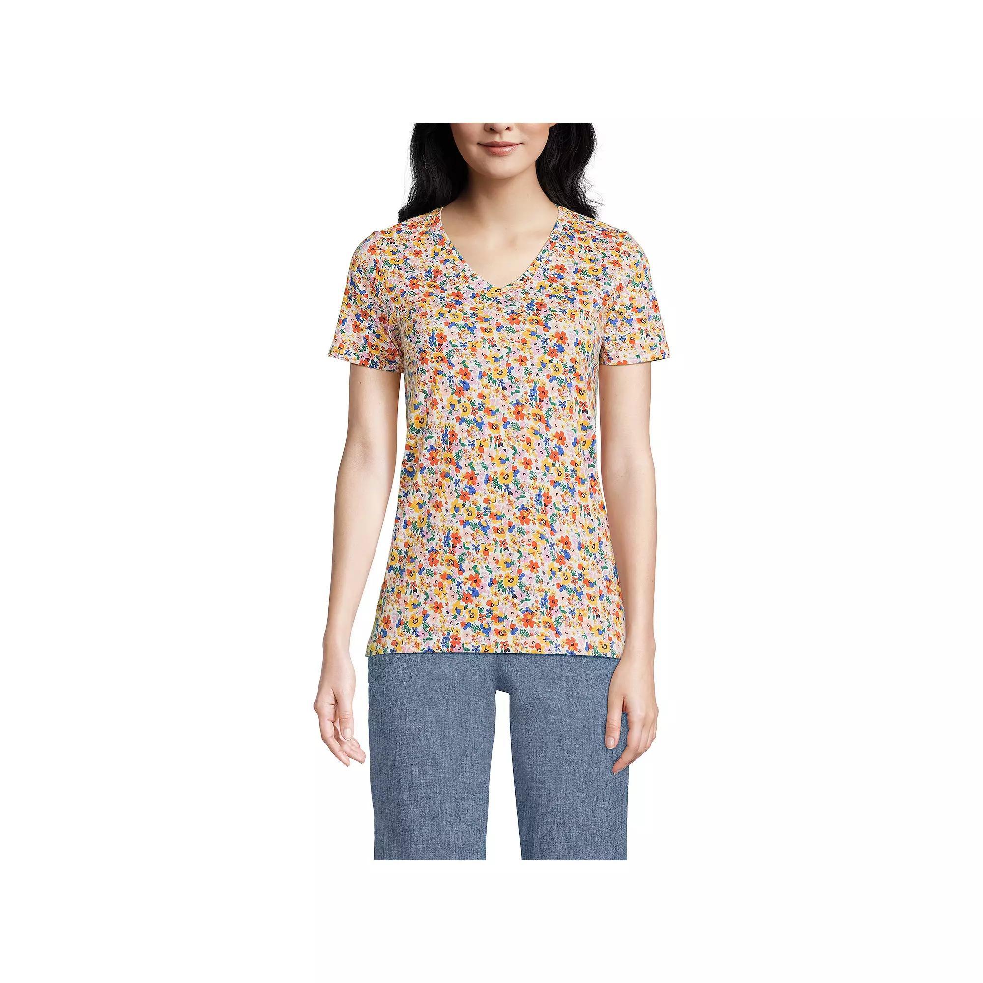 Women's Lands' End Relaxed-Fit Supima Cotton V-Neck Tee, Size: Small, Soft  Blue Product Image