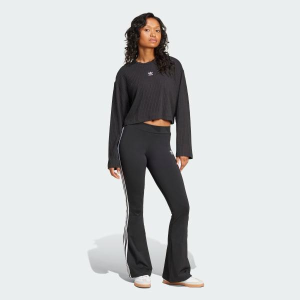 adidas Essentials Wide Rib Long Sleeve Tee Black M Womens Product Image