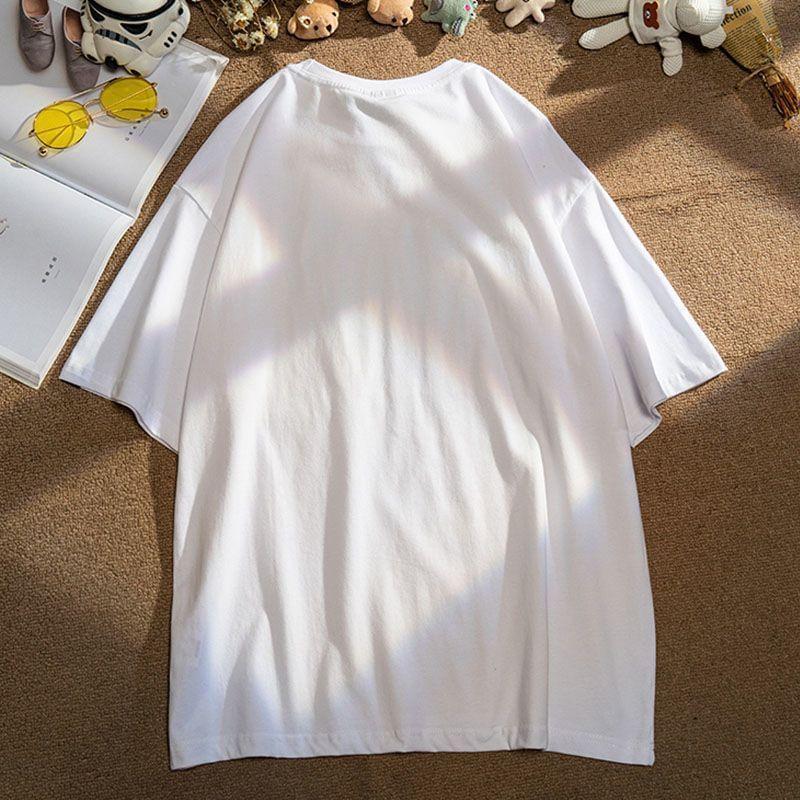 Short-Sleeve Cat Print Loose-Fit Tee Product Image