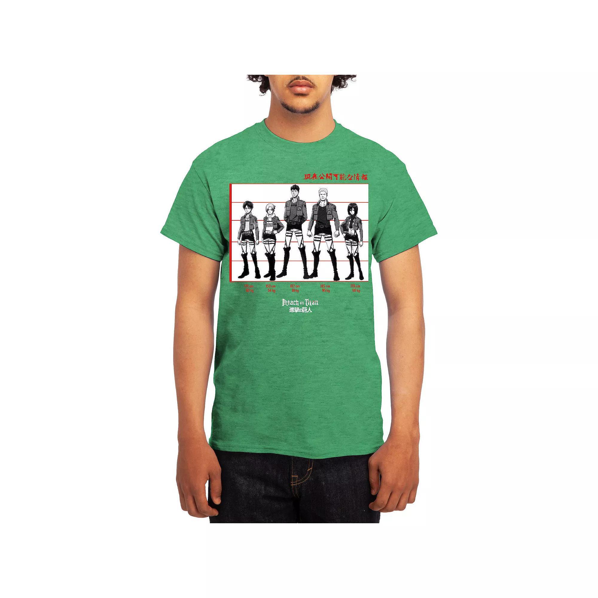 Men's Attack on Titan Black & White Lineup Tee, Boy's, Size: Medium, Grey Lt Blue Product Image