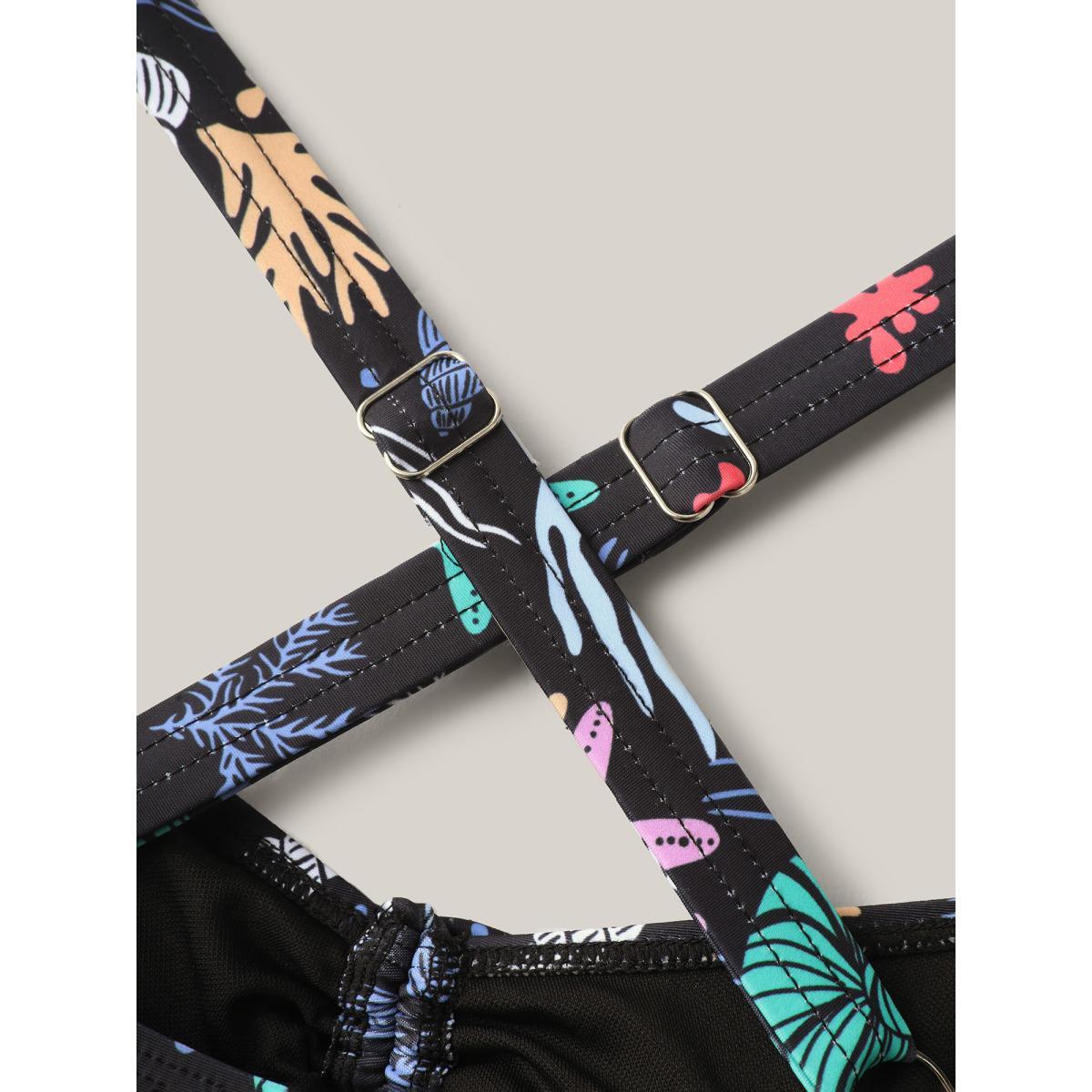 Plus Size Bust-Friendly Ties Shell Print Swim Top Women's Swimwear Multicolor Beach Drawstring High stretch Skinny Heart neckline Curve Swim Tops BloomChic 30/6X Product Image
