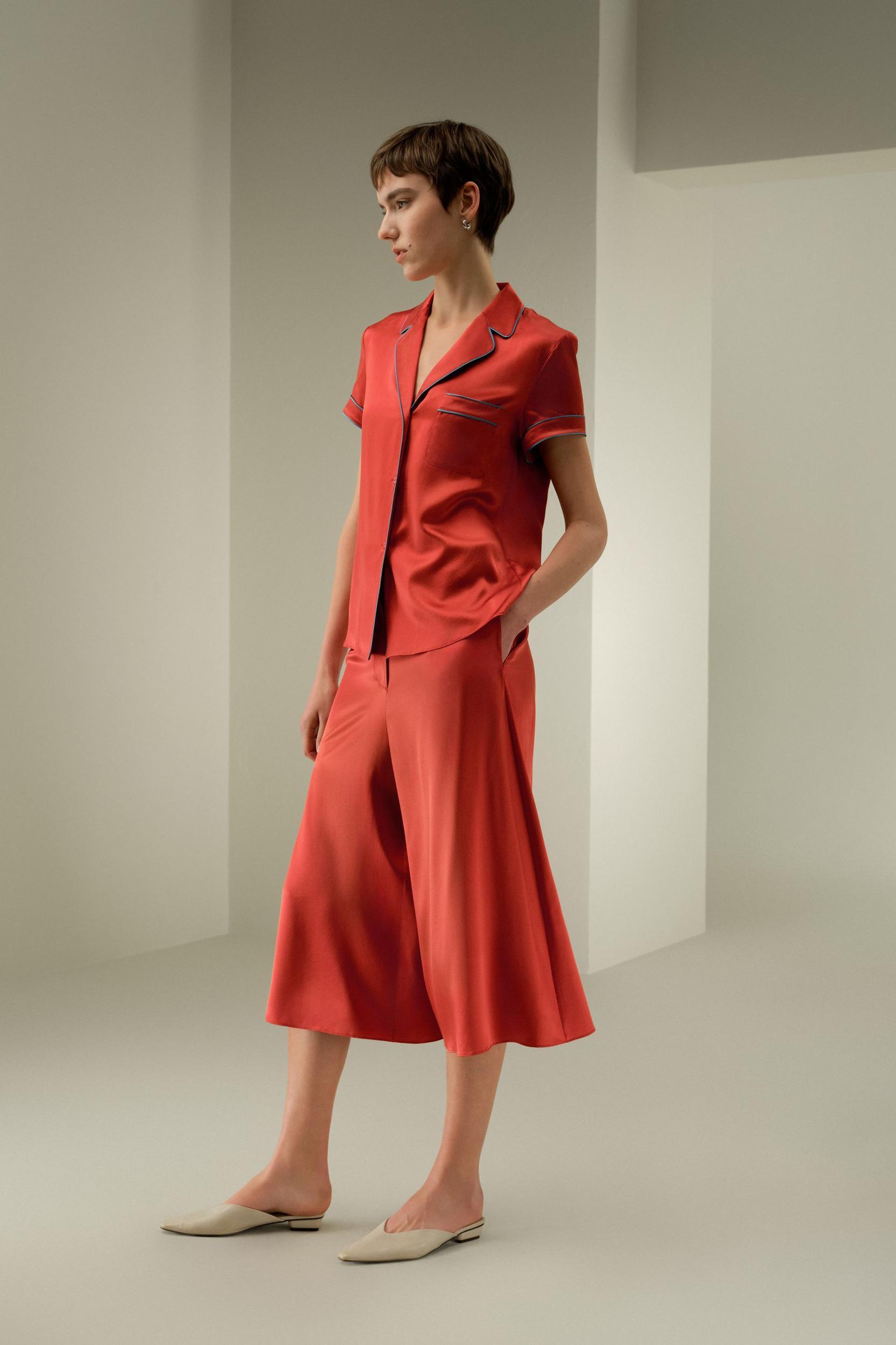 Contrast-Trimmed Silk Shirt Product Image