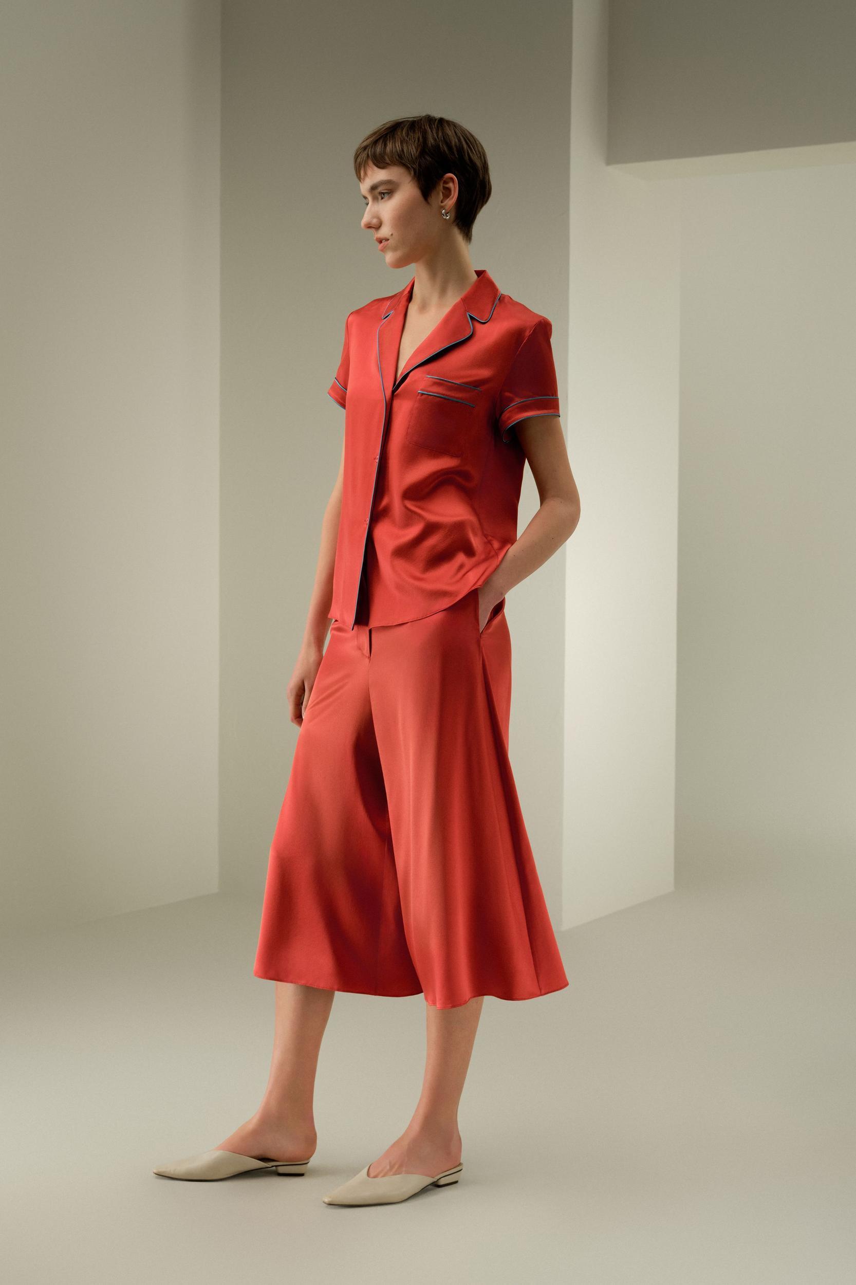 Contrast-Trimmed Silk Shirt Product Image