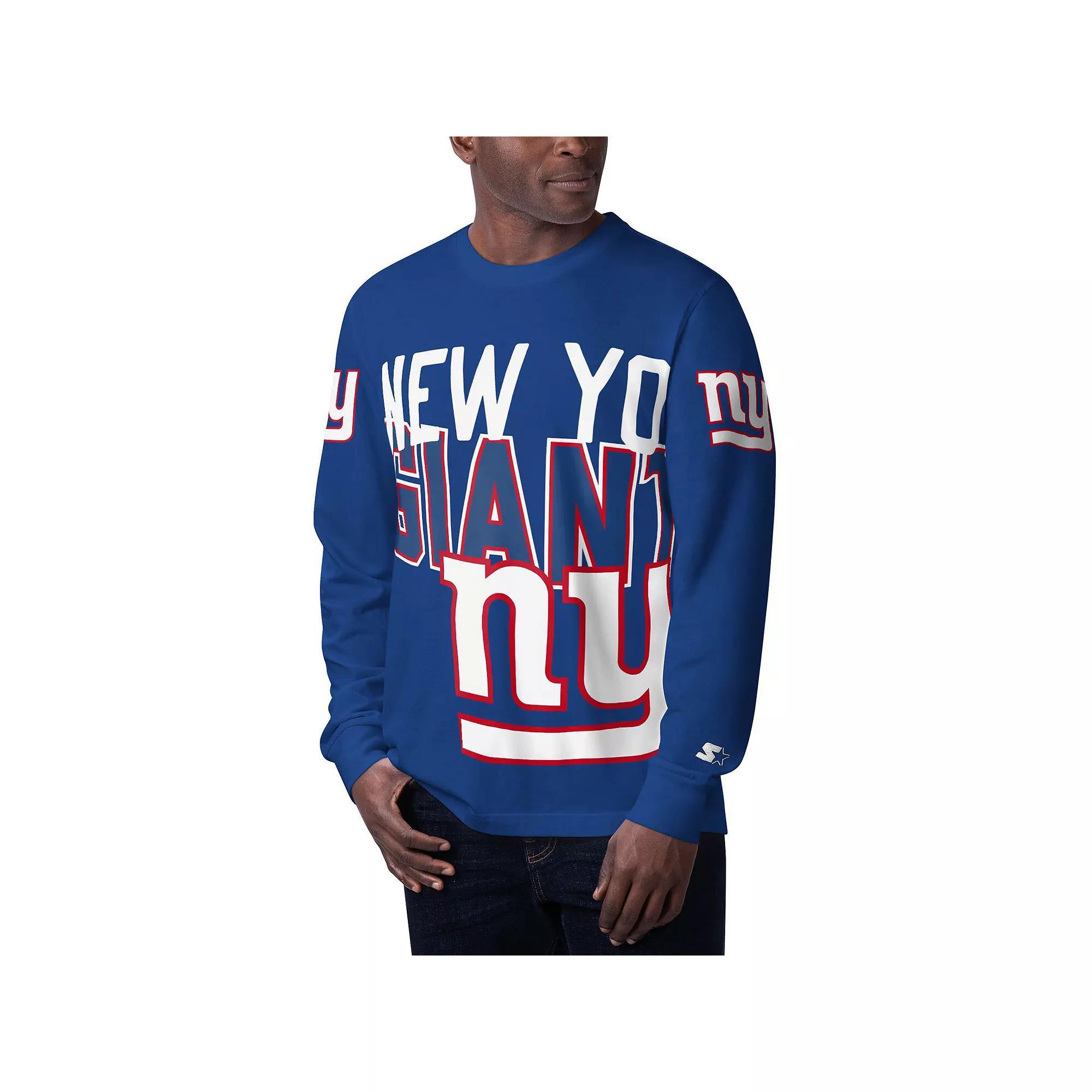 Men's Starter Royal New York Giants Clutch Hit Long Sleeve T-Shirt, Size: Medium, Blue Product Image