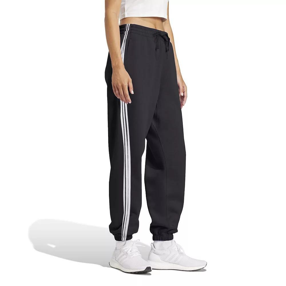 Women's adidas Essentials 3-Stripes French Terry Cuffed Sportswear Pants, Size: Small, Clear Pink White Product Image