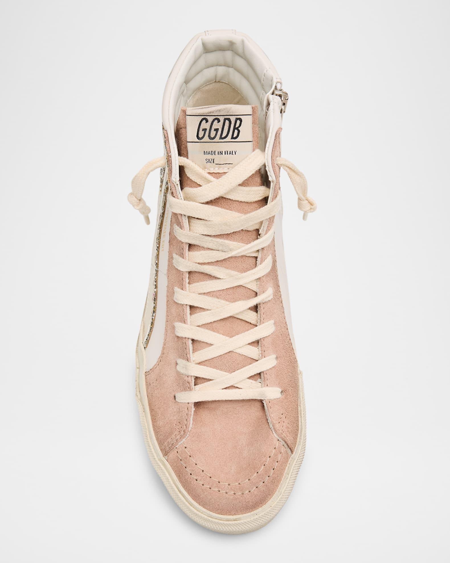 Slide Leather Glitter Mid-Top Sneakers Product Image