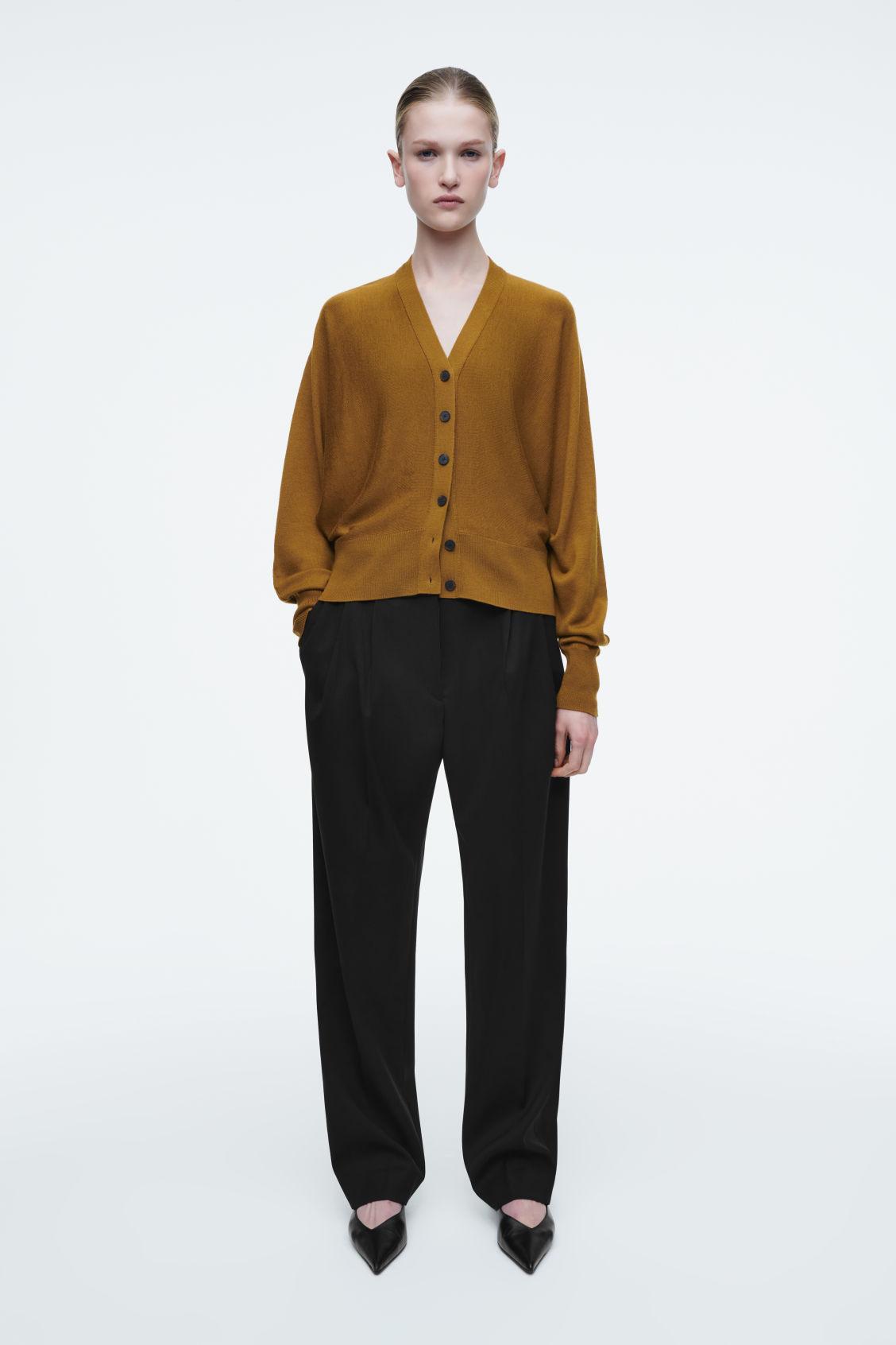 BATWING-SLEEVE MERINO WOOL CARDIGAN Product Image
