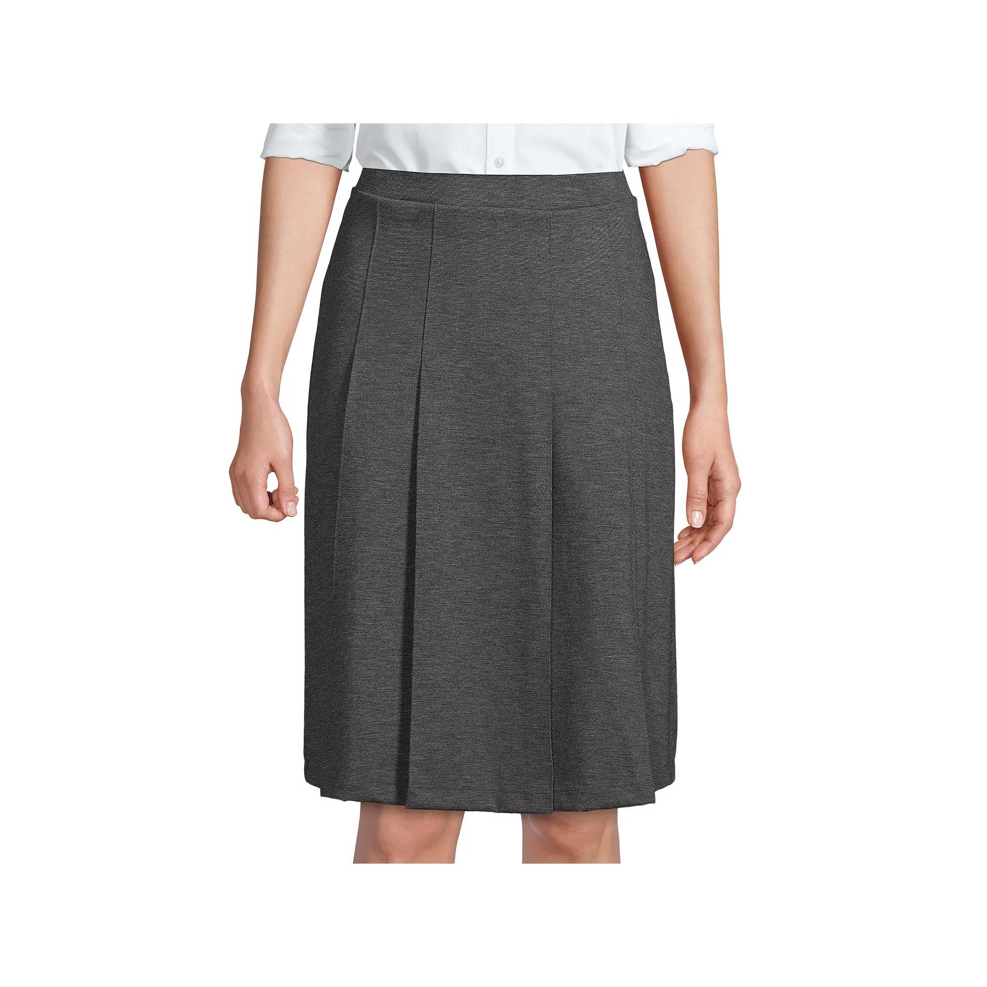 Women's Lands' End Ponte Knee Length Pleated Skirt, Size: 8, Green Product Image