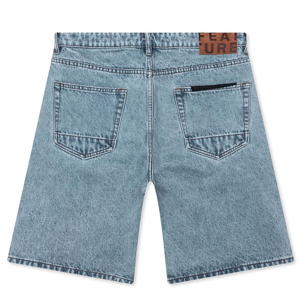 Berry Wide Denim Short - Washed Medium Blue Male Product Image
