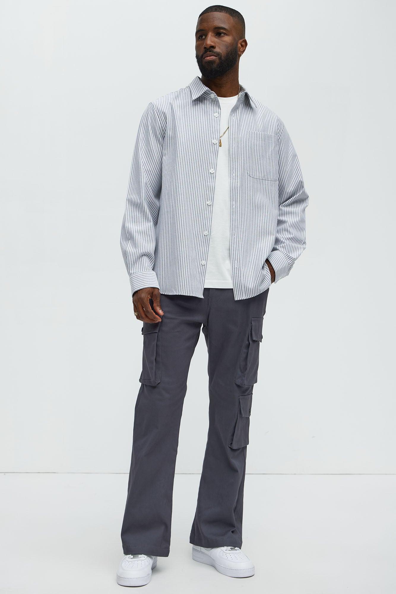 Stacked Skinny Flare 3 Way Cargo Pants - Grey Product Image