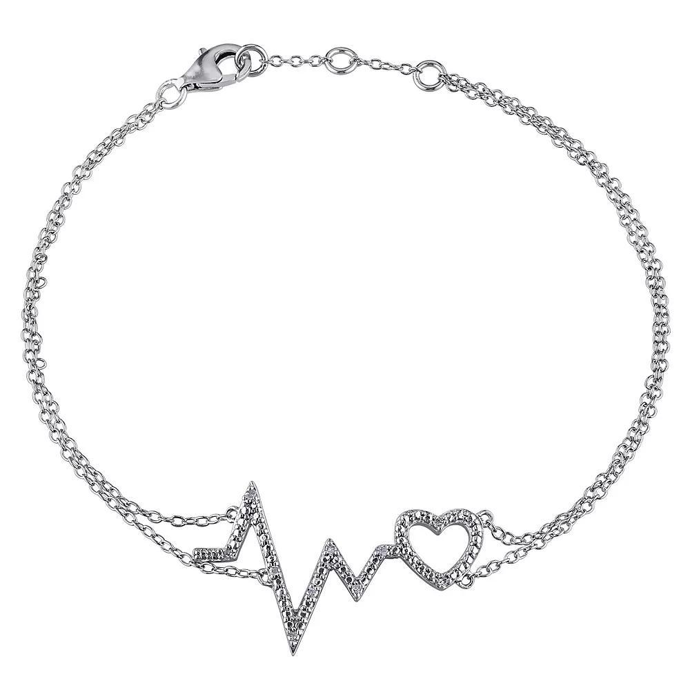 Stella Grace Sterling Silver Diamond Accent Heartbeat Bracelet, Women's, Size: 7.25" Product Image