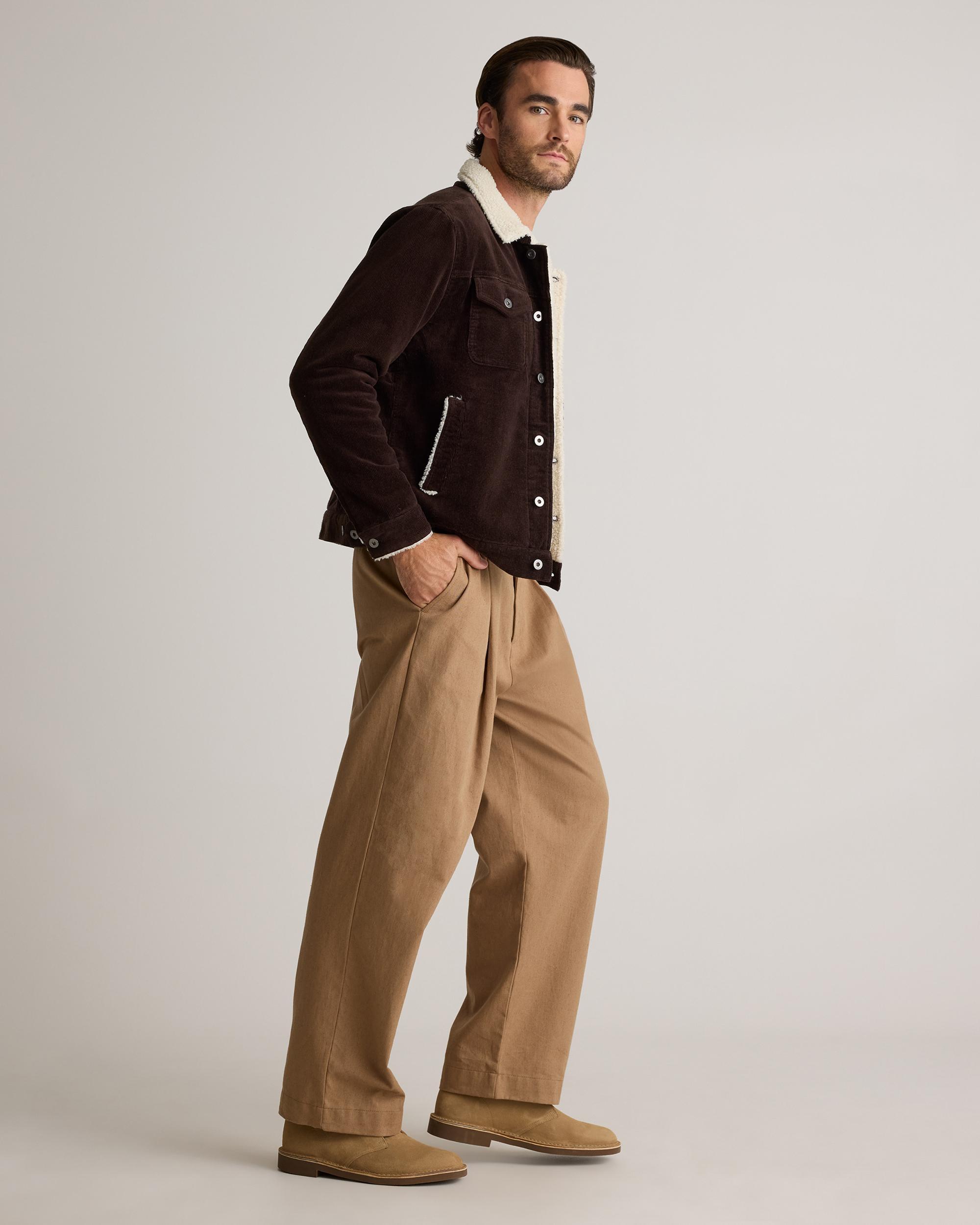 Quince | Men's Organic Stretch Corduroy Sherpa-Lined Trucker Jacket 100% Polyester Product Image
