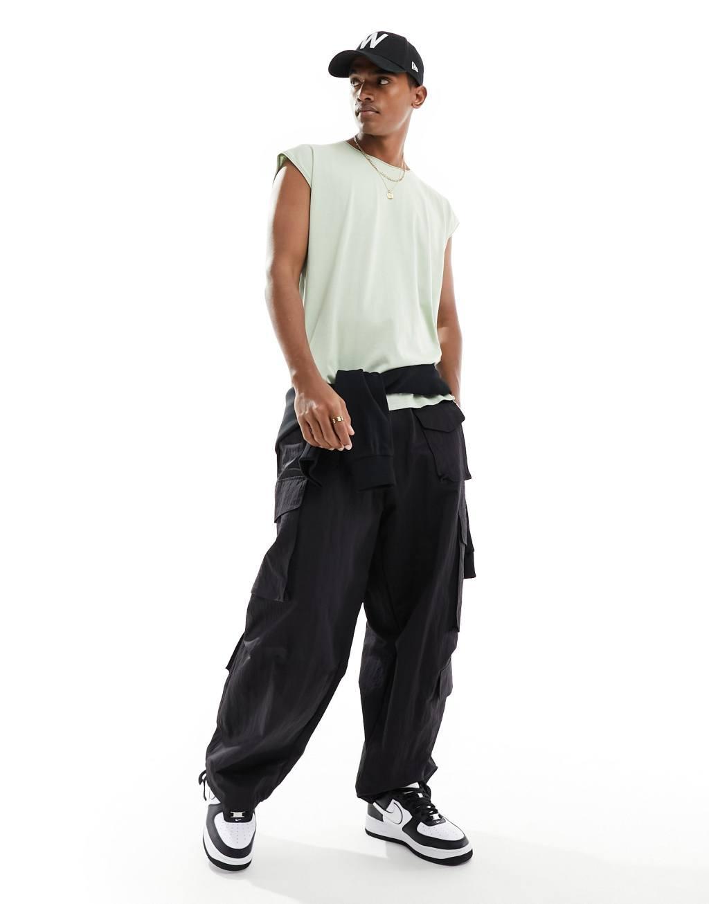 Brave Soul raw edge tank in sage green Product Image