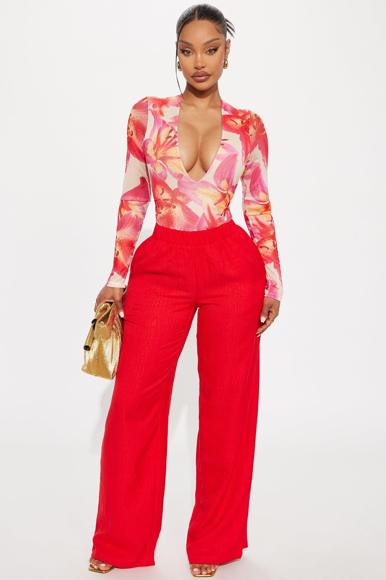 Moody Mesh Floral Long Sleeve Bodysuit - Pink/combo Product Image