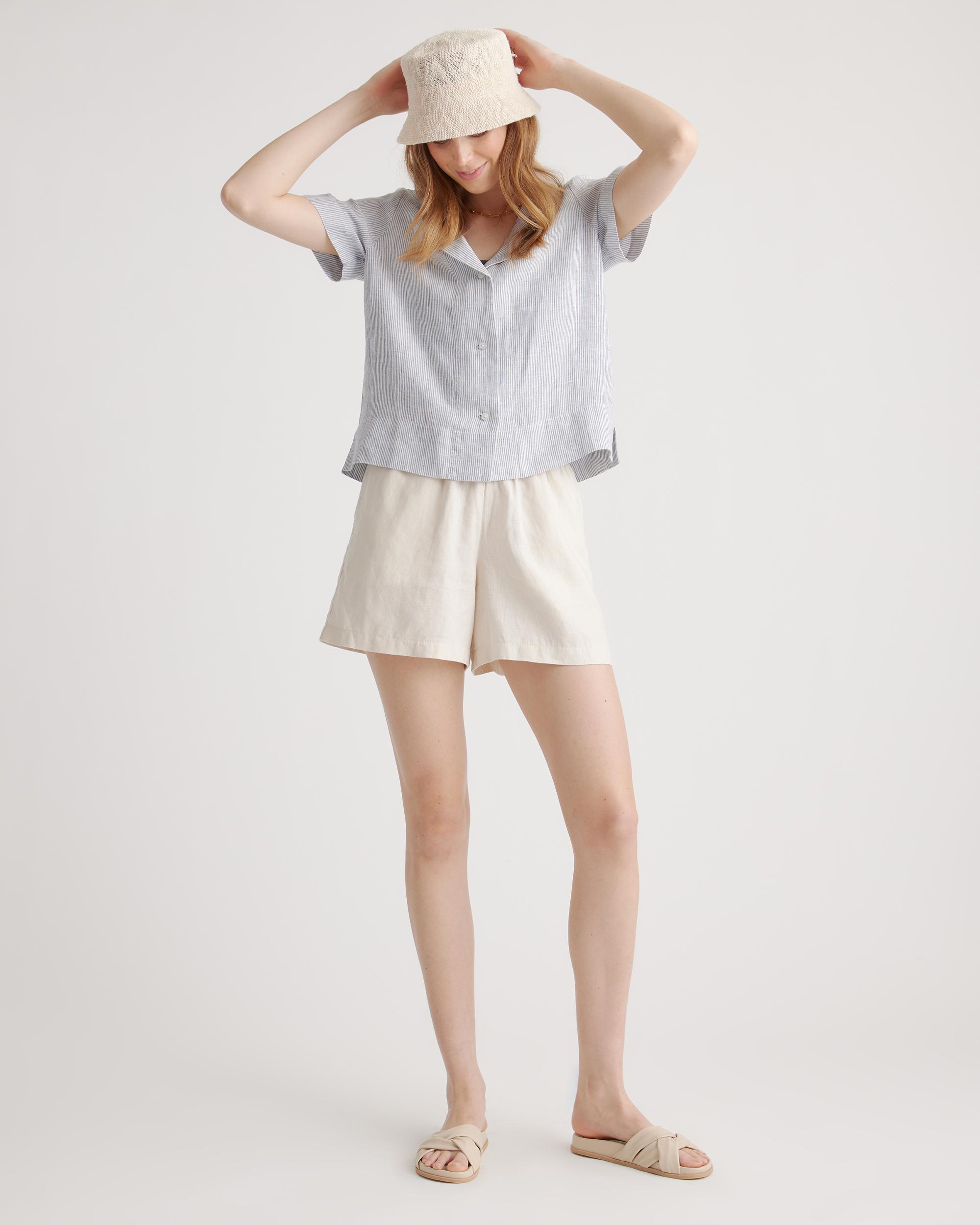 Quince | Women's 100% European Linen High Waisted Shorts Size XL Product Image