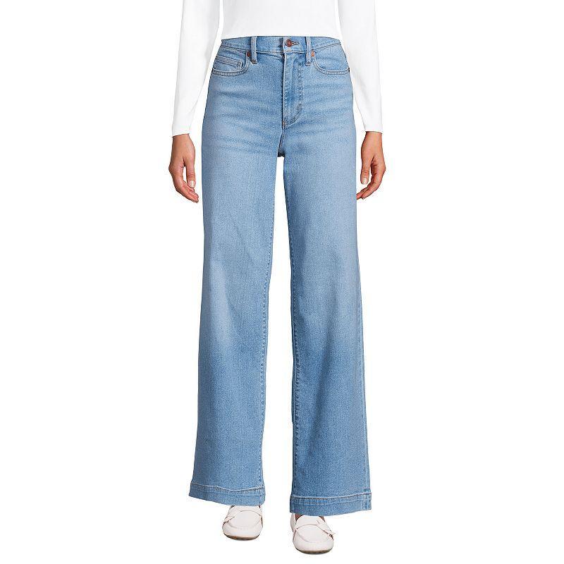 Petite Lands' End Recover High-Rise Wide-Leg Jeans, Women's, Size: 18P 28, River Rinse Product Image