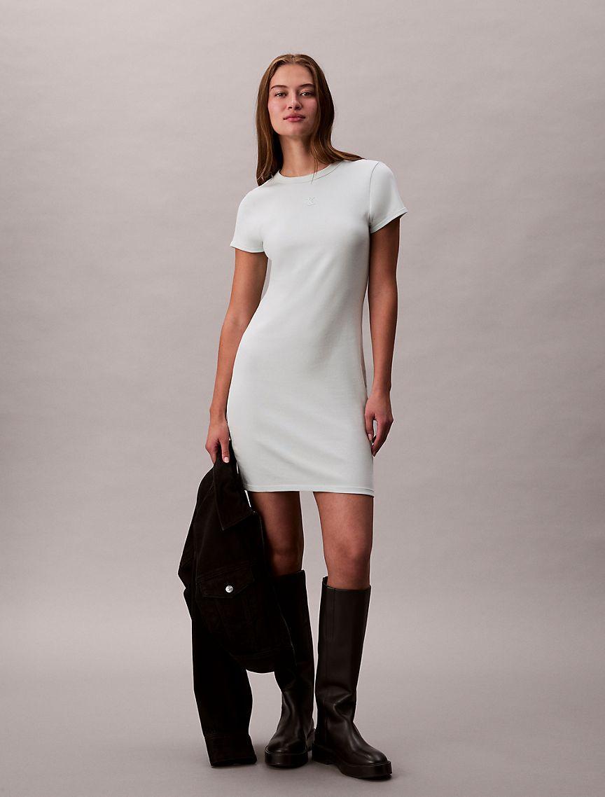 Cotton Contour Rib Monogram Logo Mini Dress Product Image