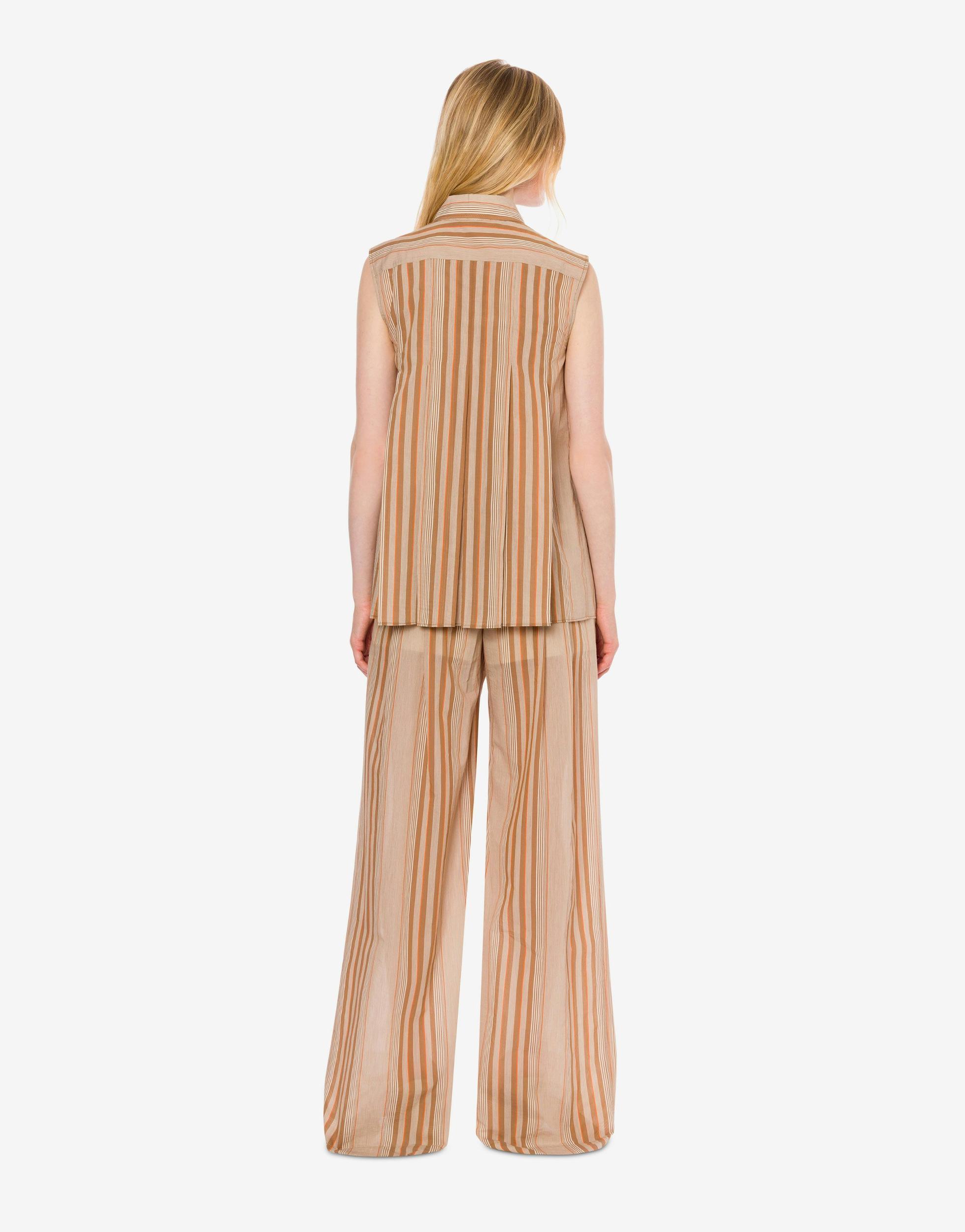 Wide muslin trousers with alternating stripes Product Image