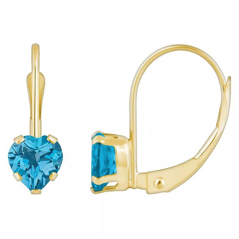 Celebration Gems 10k Gold Heart Shape Peridot Leverback Earrings, Women's, 10k Whgold Product Image