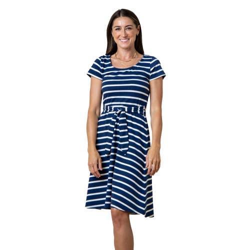 Hope & Henry Women's Organic Tie-Waist Knit Dress in Navy With White Stripe at Nordstrom, Size 12 Product Image