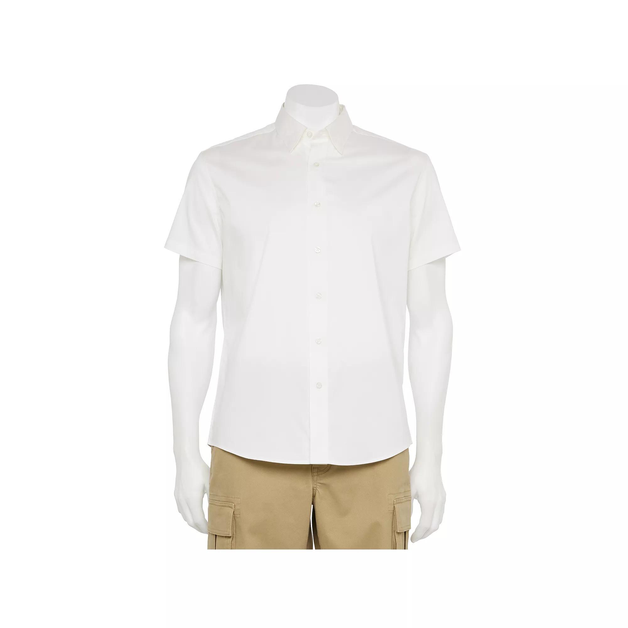 Men's Adaptive Sonoma Goods For Life® Easy Dressing Short Sleeve Performance Shirt, Size: XL, Modern White Product Image