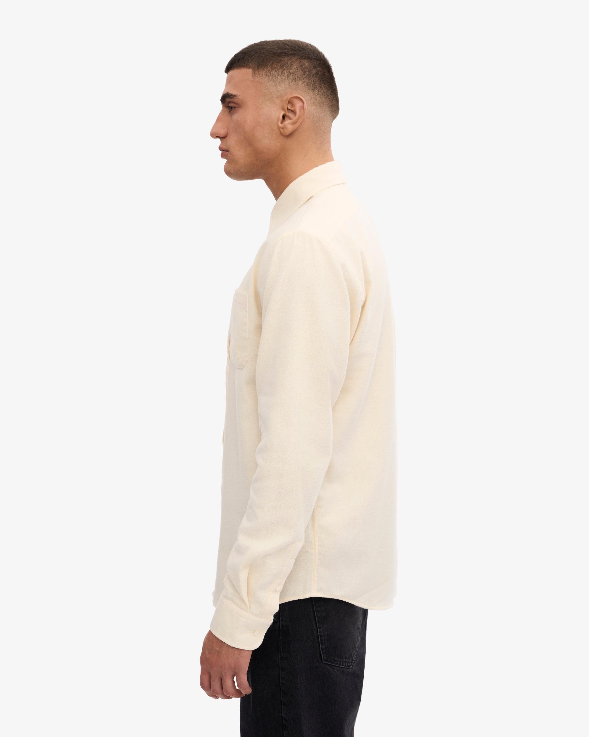 Organic Flannel Shirt - Ivory White Product Image