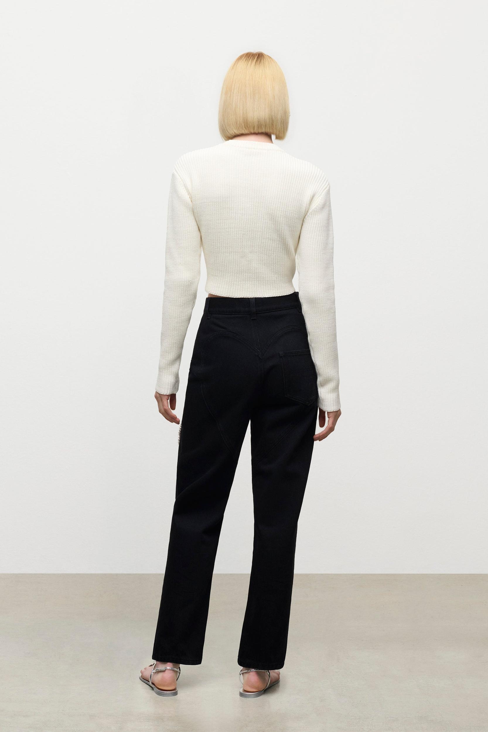 Crystal Crochet Flower Cropped Sweater Product Image