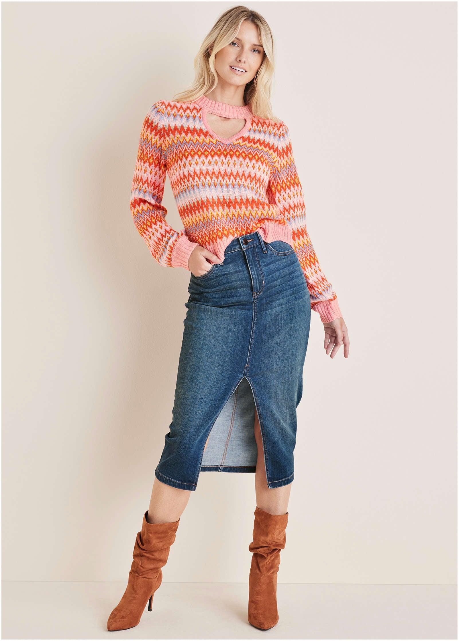 Fair Isle Mock Neck Sweater - Peach Dust Product Image