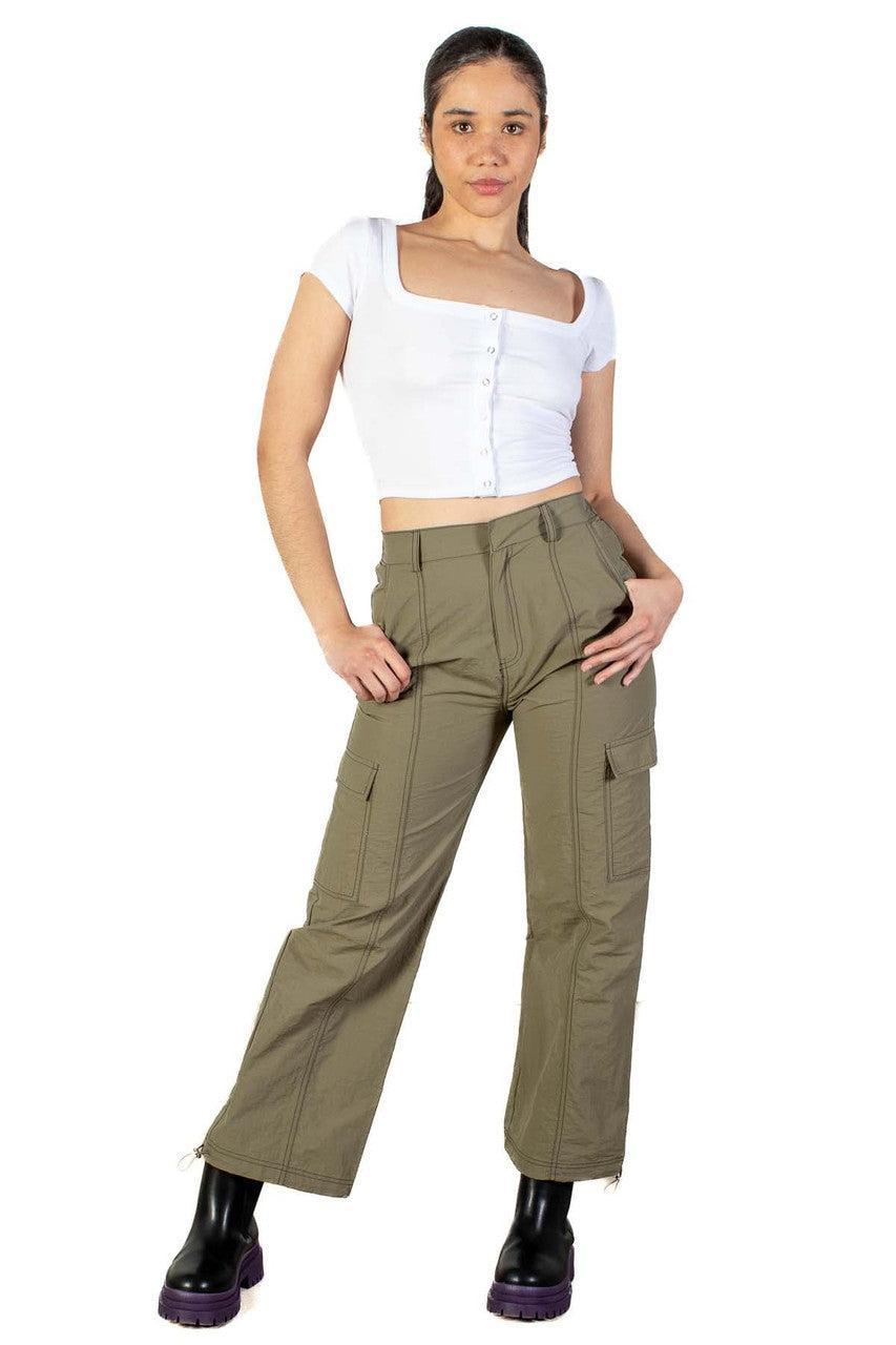 White Square Neck Button Front Crop Tee Product Image