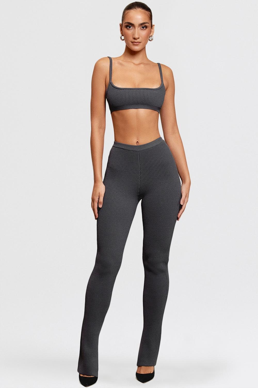 Mitzi  dark grey ribbed knit leggings - sale Product Image
