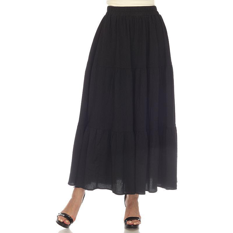 White Mark Womens Pleated Tiered Maxi Skirt Product Image