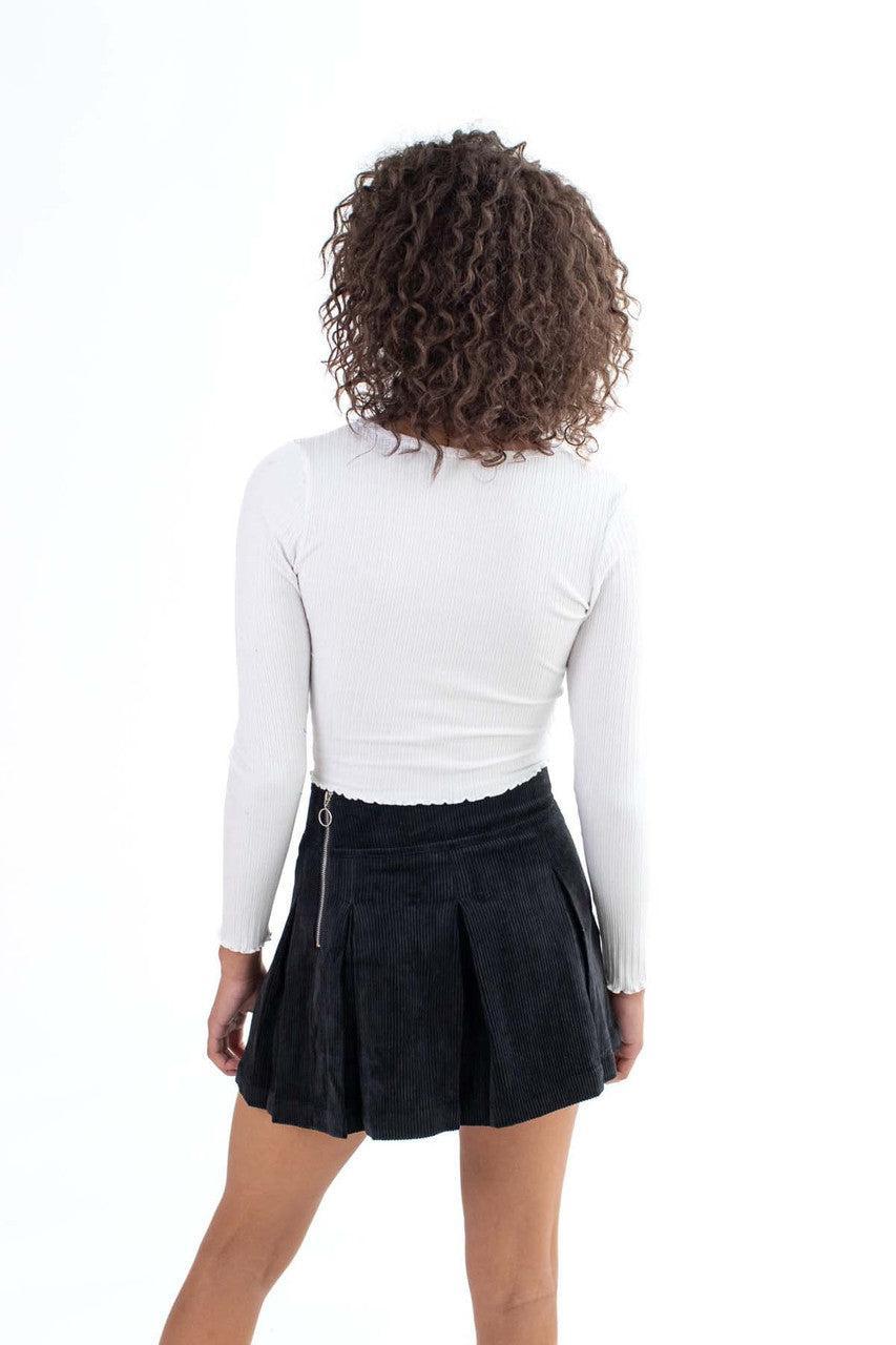 White Double Ribbed Long Sleeve Crop Top Product Image