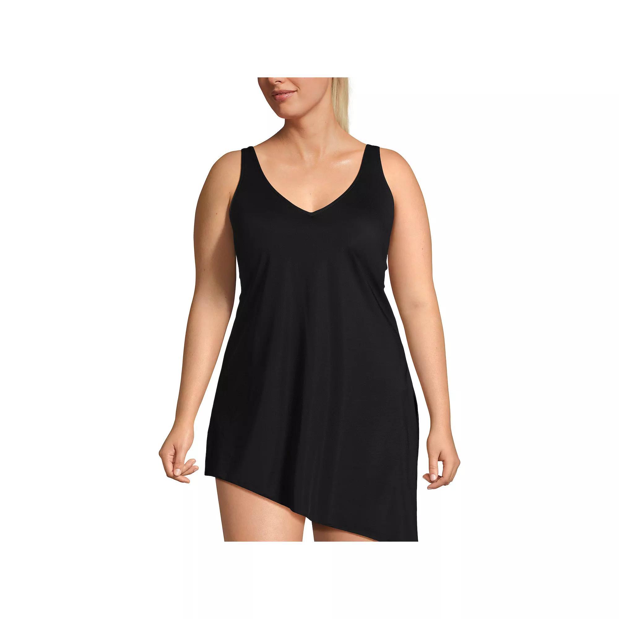Plus Size Lands End Slender Suit Fauxkini Low Leg One Piece Swimsuit, Womens Product Image